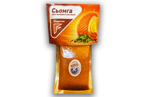 Лосось (сьомга) шматок копчений на шкірі 300г під вакуумом Лосось (сьомга) шматок копчений на шкірі 300г під вакуумом