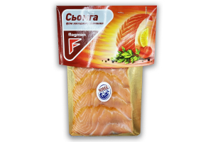 Лосось (сёмга) копченая, слайсы без кожи 200г под вакуумом